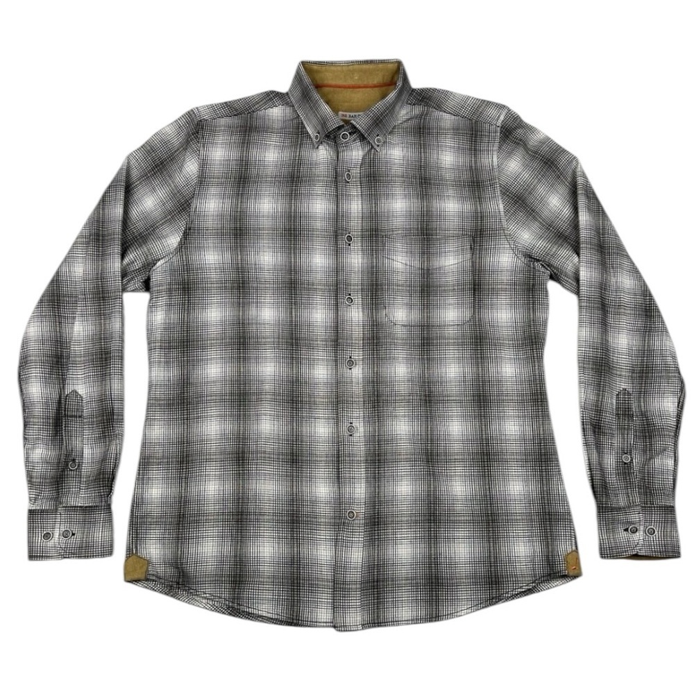 32 Bar Blues Shirt Mens XXL Gray Plaid Button Down Long Sleeve Flannel Cotton